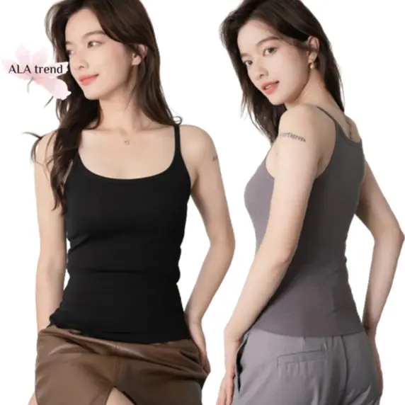【SG stock】Premium Cotton Racer Vest Padded Top Bra Top Camisole Singlet Square Neck BT60