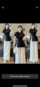 Product Review of Set đồ nữ áo tay ngắn cổ tròn buộc nơ xẻ tà mix quần xuông ống rộng dánh dài xinh xắn dành cho các nàng diện đi chơi đi tiệc. Nhung Ong Women Voi from M** ** K** Ư** 0