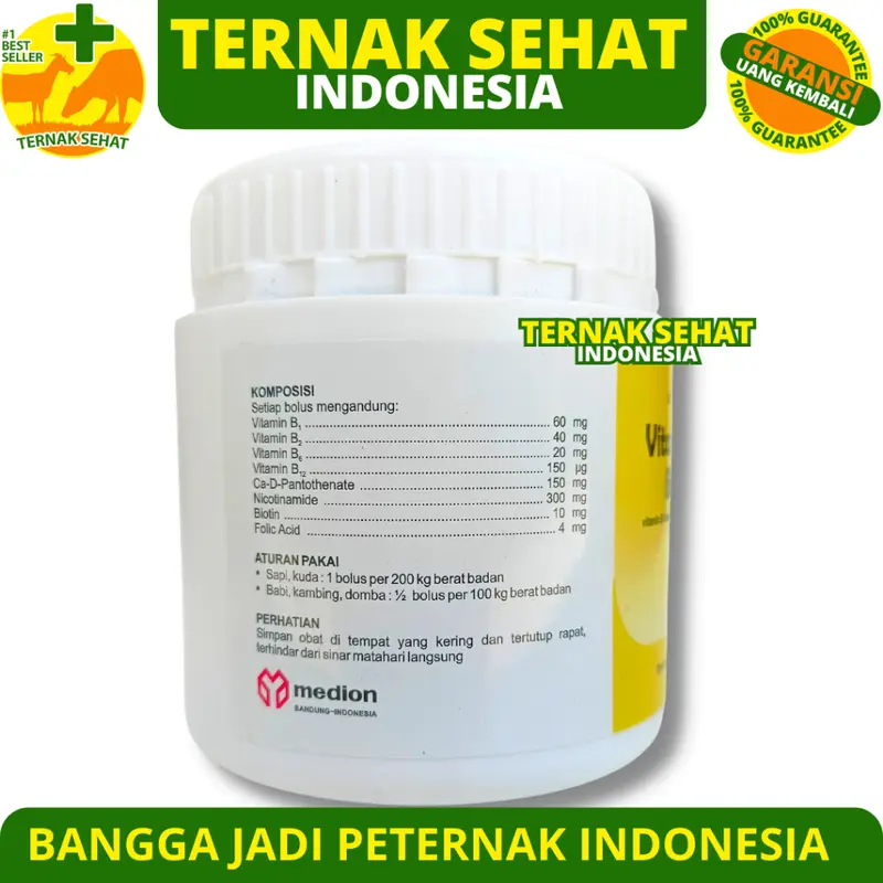 VITA B PLEX BOLUS 1 POT (17 BOLUS) MEDION - Vitamin B Complex Bolus Untuk Ternak Sapi Kambing Domba 4