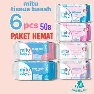 Tisu Basah Paket 6pcs/3pack MITU BABY WIPES 50s TISU BASAH BAYI Tissue Alcohol-Free bebas alkohol