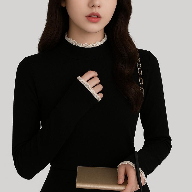 Winter Áo thun giữ nhiệt lông thỏ phối ren điệu đà ấm áp phù hợp cho phụ nữ mọi lứa tuổi size 40-80kg