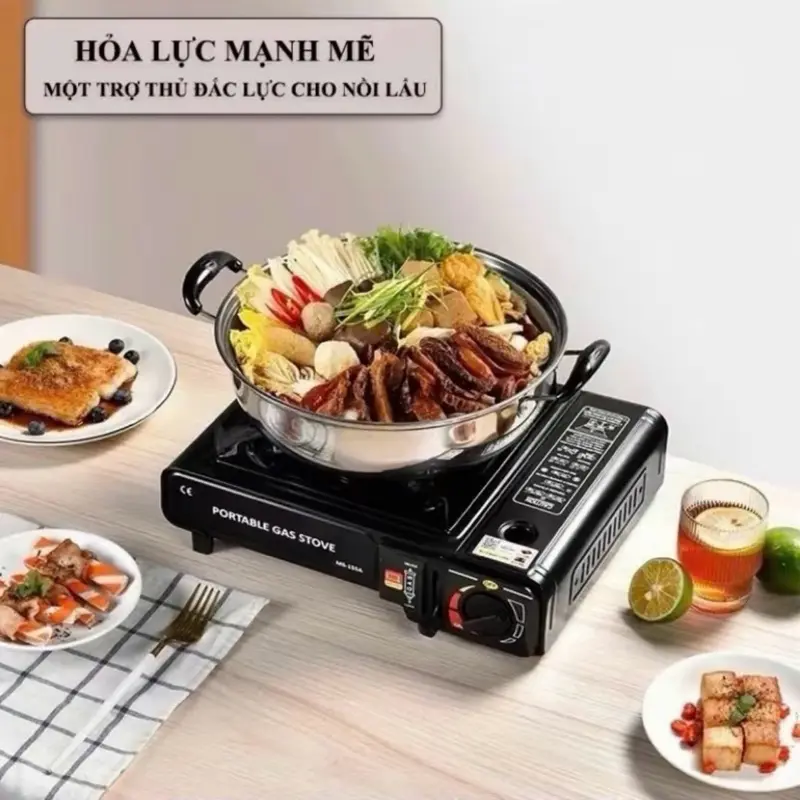 Bếp Gas Mini Du Lịch Thép Không Rỉ Chống Cháy Nổ Chống Gió Hoả Lực Mạnh 0