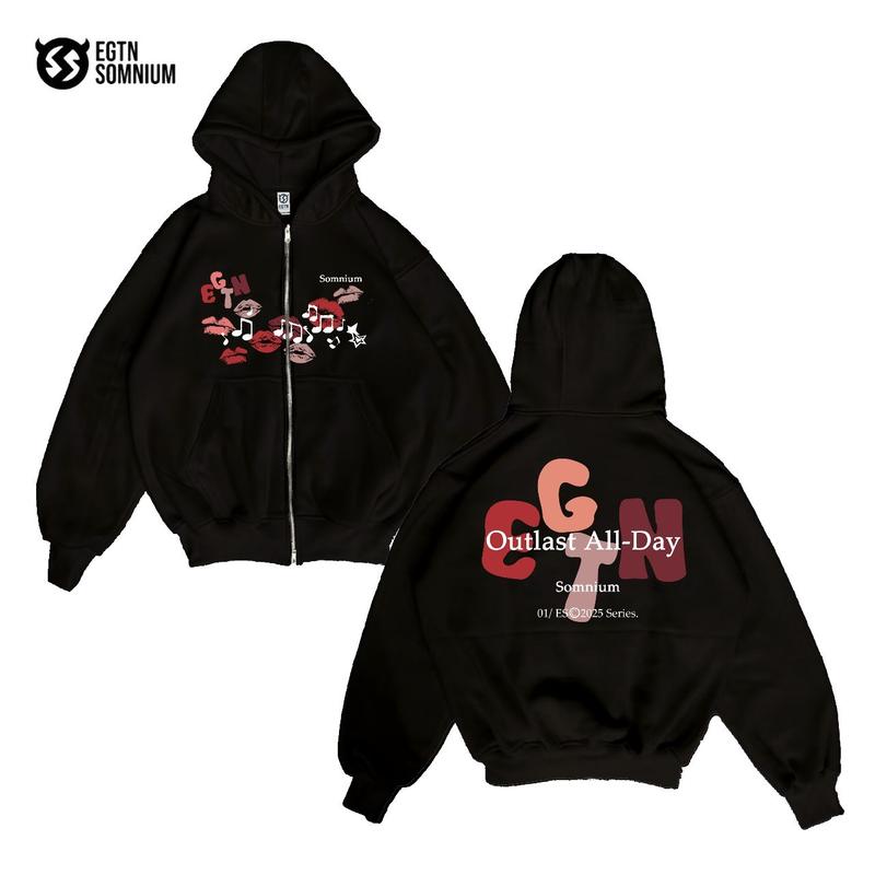 Hoodie Jaket Boxy Zipper Pocket Black Aura EGTN SOMNIUM Star Original / Jaket Boxy Double Zipper Full Tag & Label Pria&Wanita terbaru 2