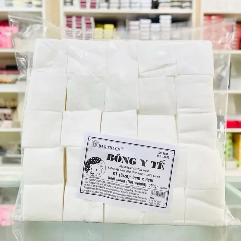Bông Cắt Sẵn Bảo Thạch 6cmx6cm 500gr, Tiện Lợi , Bông Mềm , Thấm Nước