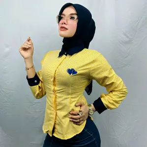 By Uti - Viona Kemeja Stripe Mix Denim - Kemeja Casual
