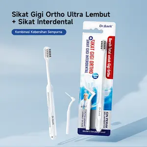 Dr.Baek Set Sikat Gigi Ortodontik Ultra Lembut & Sikat Interdental Kombinasi Kebersihan Sempurna untuk Gigi Ortho Dirancang Khusus Membersihkan Behel dan Sela Gigi Mulut