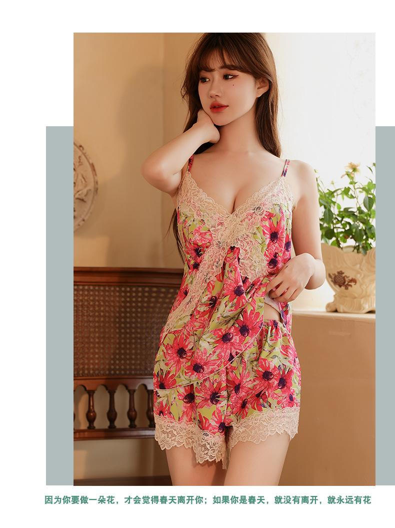 Product Introduction of sleepwear plus chest pad pajamas silky loungewear advanced sense brandy melville shorts pjs pajama victoria secret  pajamas 5