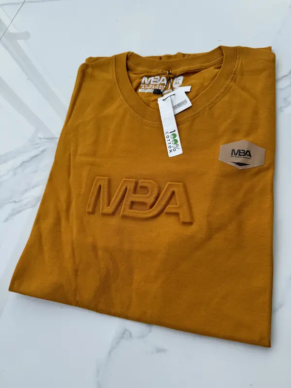Kaos Embos Logo MBA 100% Cotton 24s / Baju Oblong Dewasa Pendek Pria Distro Keren Motif Casual Polos Simpel Santai / Atasan Tshirt Katun Combed Berkualitas Tinggi  Nyaman Unik Panjang 1