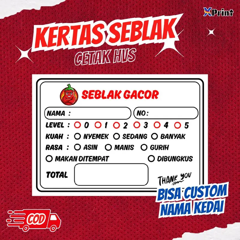 Cetak kertas order seblak isi 200pcs bisa custom - Shop | Tokopedia