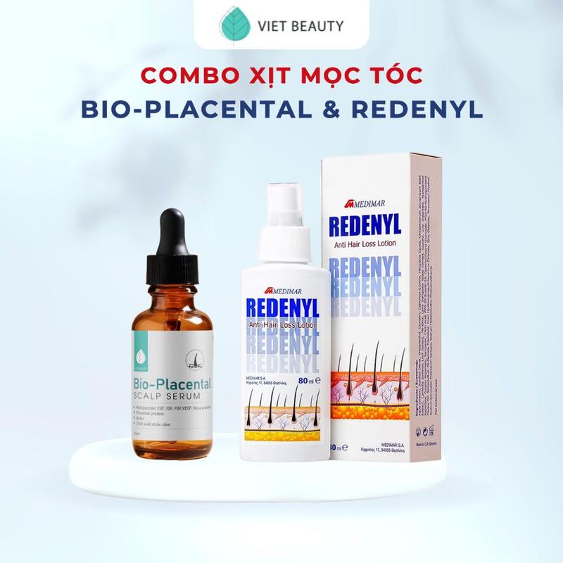 [COMBO] Xịt hỗ trợ mọc tóc Redenyl  và Serum dưỡng nang tóc Bio-Placental 30ML giúp giảm rụng tóc