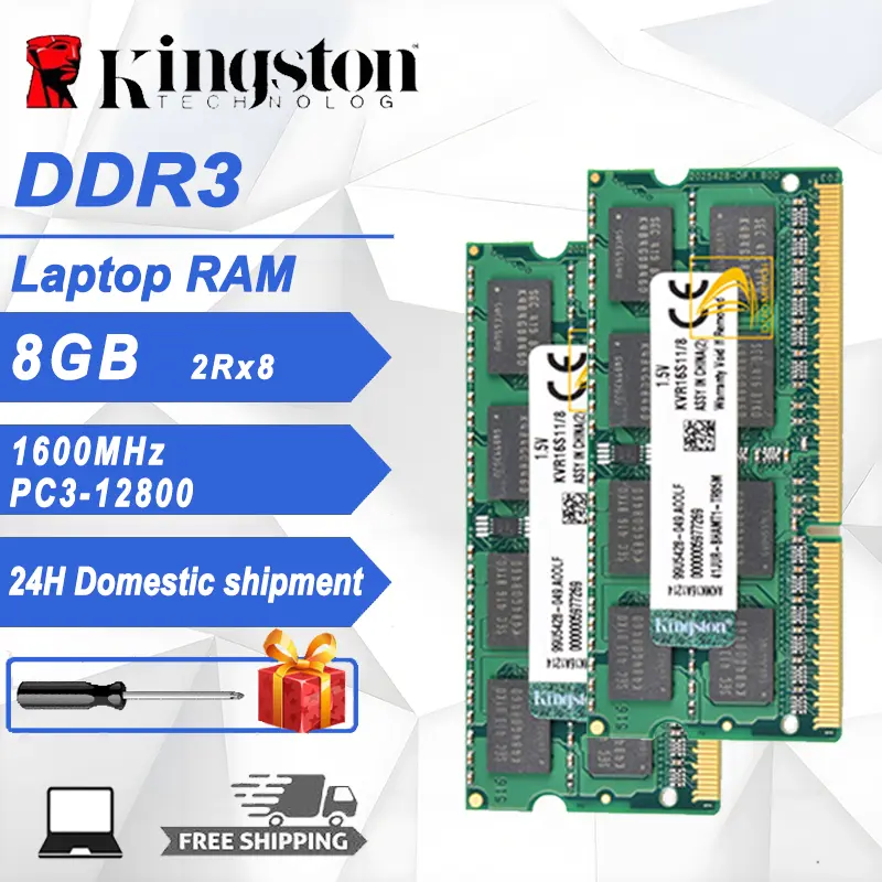 Kingston 8GB RAM DDR3 1600MHz SODIMM RAM 1.5V 2Rx8 2Rx8 PC3-12800S Laptop Memory module