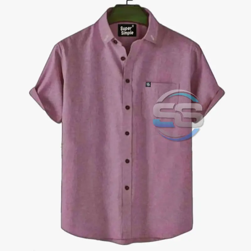 Kemeja Pria Lengan Pendek Distro Abu Tua Polos  Katun Formal Casual Slimfit Style Kerja Simple Keren Kekinian Super Simple 8