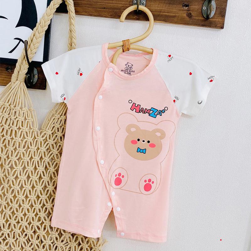 Áo liền quần vải petit mềm mịn mát cho bé trai bé gái sơ sinh, bộ đồ liền thân mùa hè cho bé 3-11kg _ BD72.