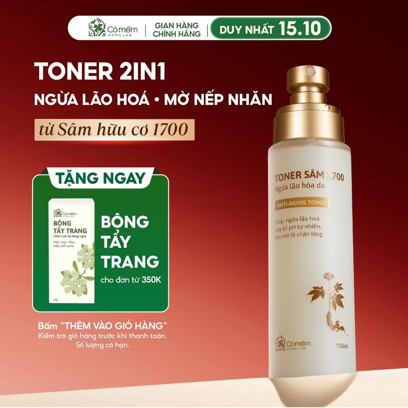 Toner Sâm 1700 Cấp Ẩm Bổ Sung Dưỡng Chất Và Ngừa Lão Hoá Da Cỏ Mềm 150ml