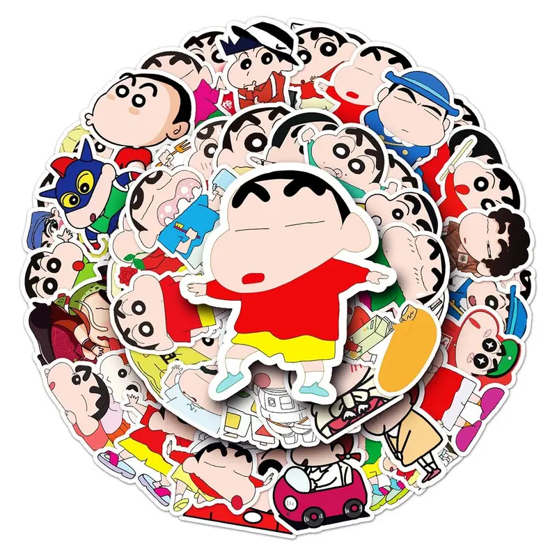 Hình dán Shin Chan hoạt hình Vui Nhộn 10 / 52 miếng, Không thấm nước, Thích hợp cho máy tính xách tay, điện thoại và mũ bảo hiểm, Hình dán sáng tạo, cho trẻ em tự làm 2
