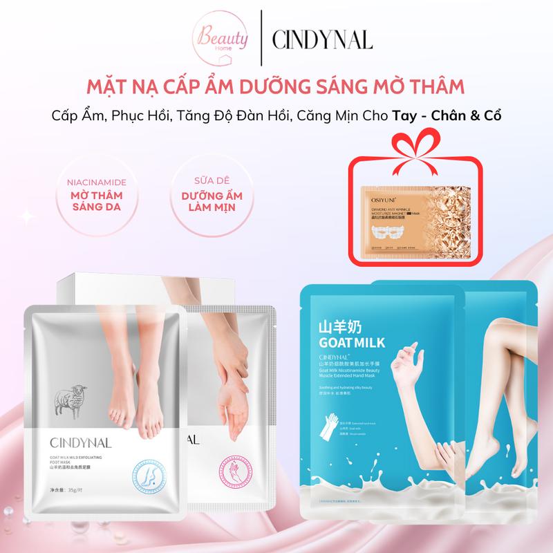 Mặt nạ tay chân tinh chất sữa dê CINDYNAL, Mặt nạ hỗ trợ dưỡng ẩm, dưỡng trắng, giúp trẻ hóa làn da