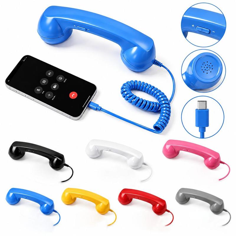 Chất lượng cao. có micro Điện thoại di động Kiểu dáng điện thoại Dây không bị rối Điện thoại bàn Dây dẹt bóng Loại C Bộ thu sóng di động cầm tay