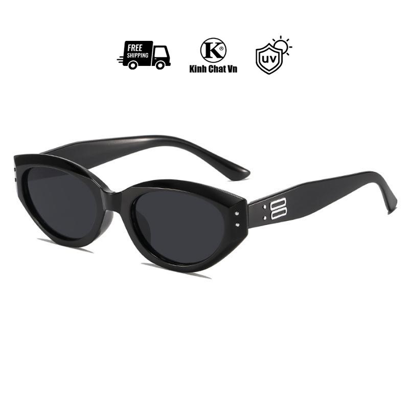 Kính mắt phong cách Cat Eye Nam Nữ – Gọng đen tròng đen – Chống tia UV tôn dáng mặt thời thượng kính mát Chống nắng Kính Mát Mèo Nam Nữ woman đen nam đi biển dạo phố kinh mat dep