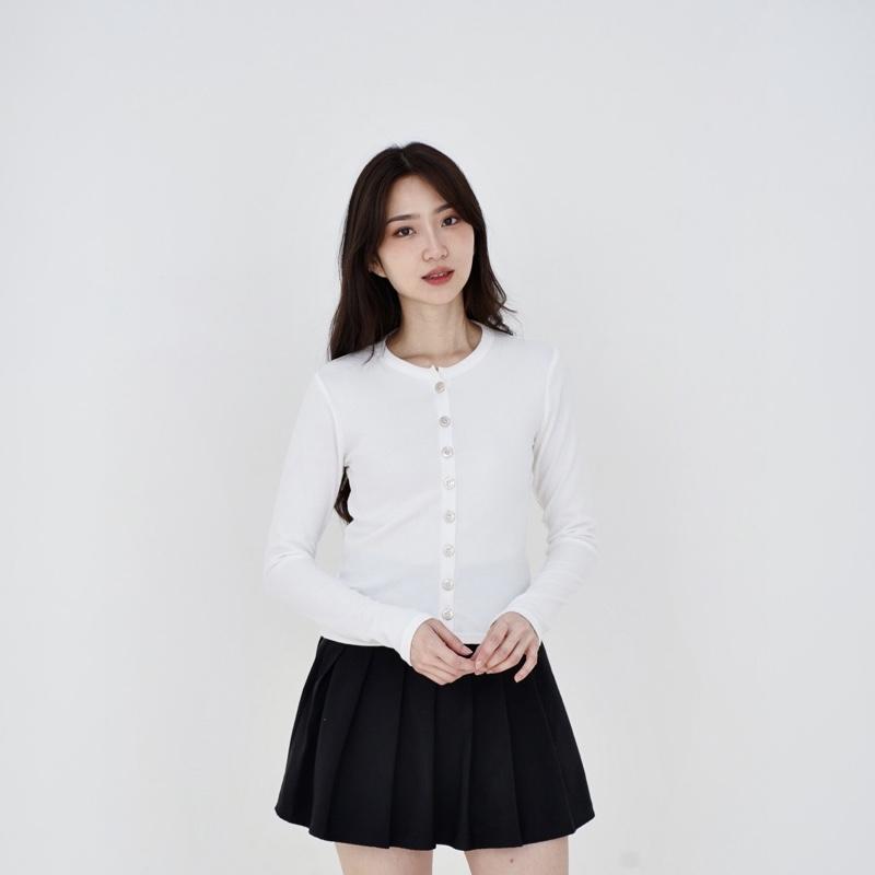 SELVER - Cardigan Knit Atasan Wanita Korean Top Outer Rib Knitted Premium