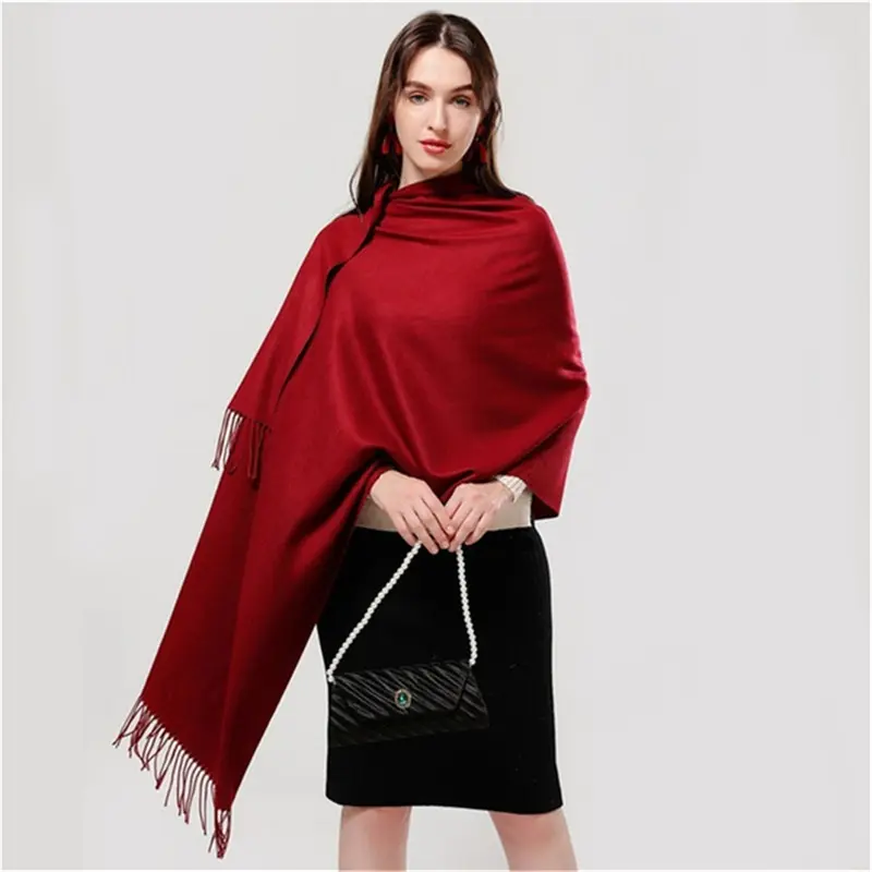 Khăn Quàng Cổ Cashmere Màu Trơn Có Tua Rua Cho Nữ, Khăn Quàng Cổ Dài Và Mỏng Cho Nữ, Khăn Choàng Nữ (Phong Cách Mỏng), Xuân Thu, Plain 1
