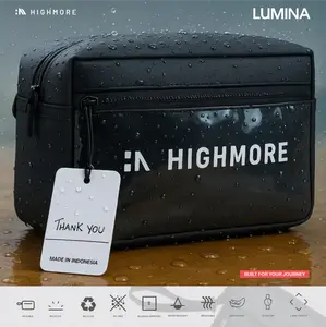 Highmore Lumina H Series Tas Selempang Clutchbag Handbag Pria Waterproof Multifungsi Hitam Glossy Kombinasi PVC Tahan Air Ideal untuk Aktivitas Harian