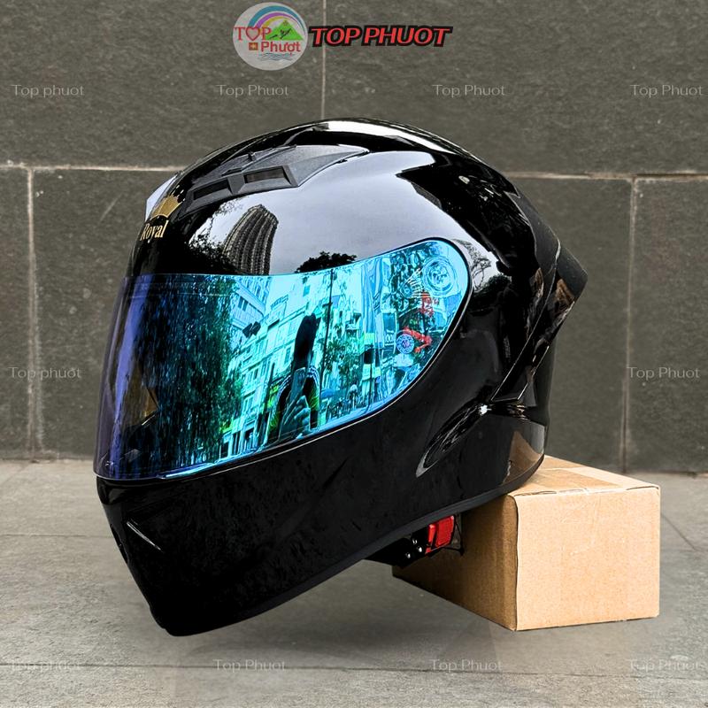 Mũ bảo hiểm Fullface 2 kính Royal M266 màu den bóng chính hãng cao cấp - Tặng khăn trùm đầu ninja, đệm lót cằm cho nón fullface