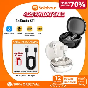 (NEW LAUNCH) Solohour ST1 Earbuds Adaptive Noise Canceling Headset Earphone Bluetooth 6.0 TWS Low Latency for Game 38H Long Battery 2 Mics IPX4