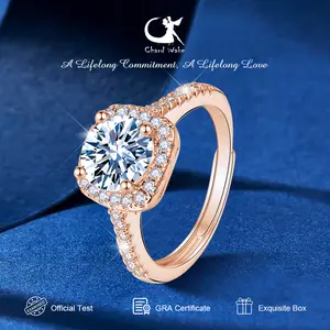【003Harga telah dibanting, segera di CO】Chard Wake Cincin Wanita  Original Perhiasan Berlian Mewah Elegan Tunangan Adjustable Cincin Cewek CWR096-Rose