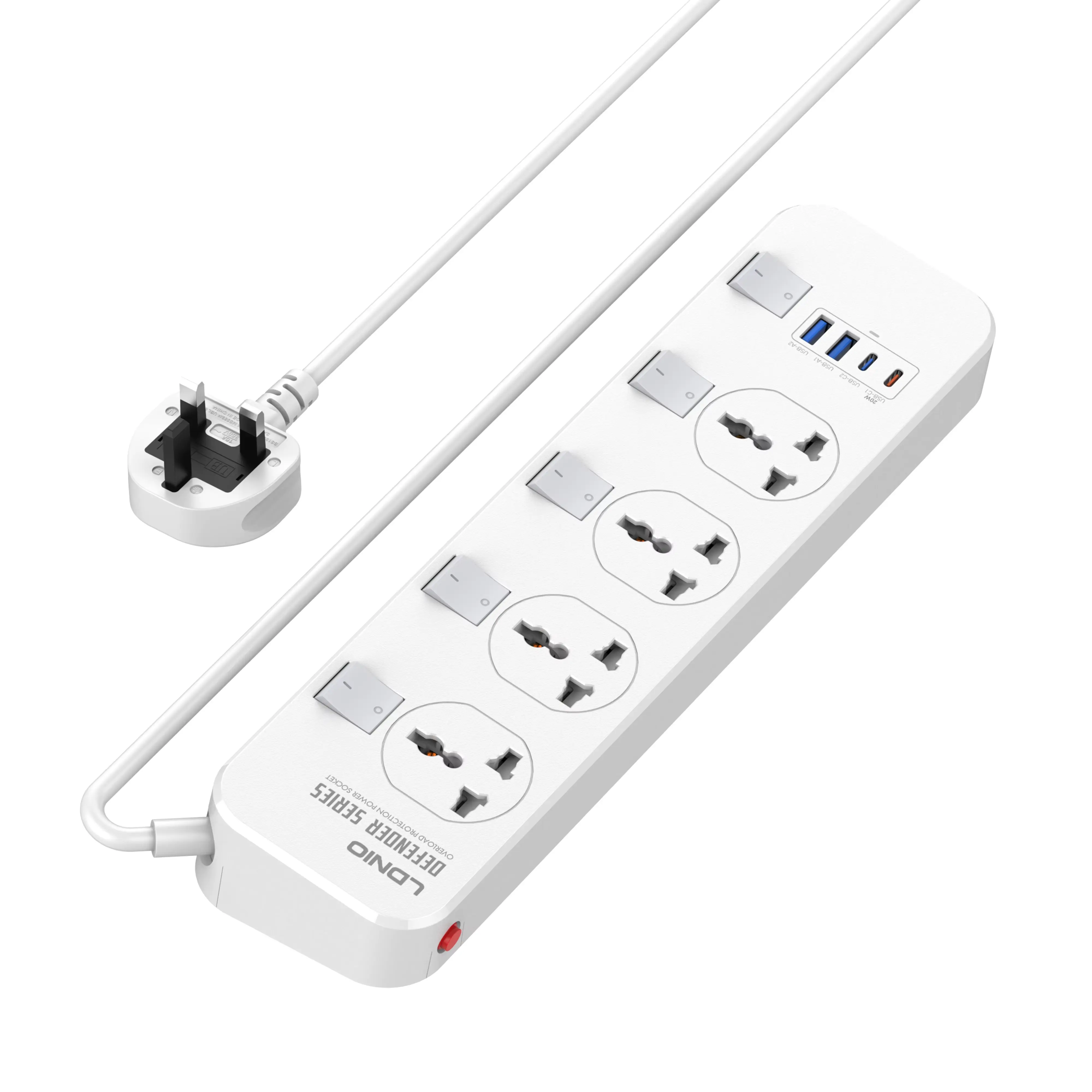 Original LDNIO SC4408C Gen2 Stop Kontak 4 soket Power 2500watt independent saklar universal socket 2Usb-A 2Usb-C 20watt