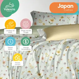 VALENCIA Bedcover+Sprei Set KATUN JEPANG Size 160x200 / 180x200 / 200x200 Tinggi 35 cm (FULL MOTIF TANPA POLOS)