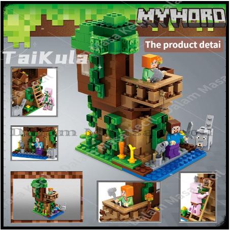 Minecraft Mainan Balok -My world Mainan Anak Block - Minicraft Bangunsusun Model Tree House：140PCS Molka Villa：400PCS Blok Toys Hadiah 7