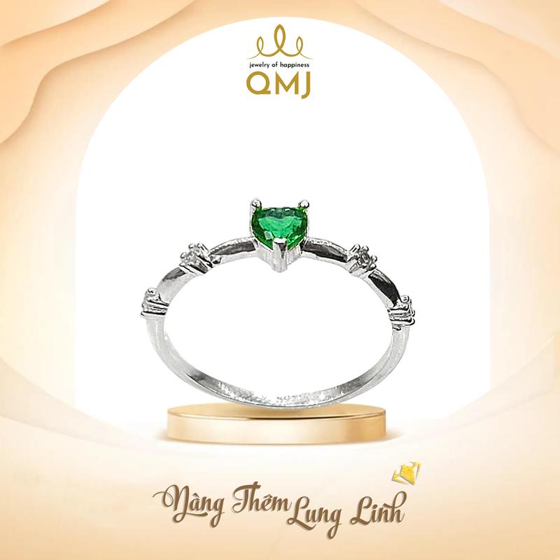  QMJ STORE - Q249 NHẪN TIM XINH tâm lục bạc chuẩn 925 cao cấp trang sức bạc cao cấp nhẫn bạc nữ 