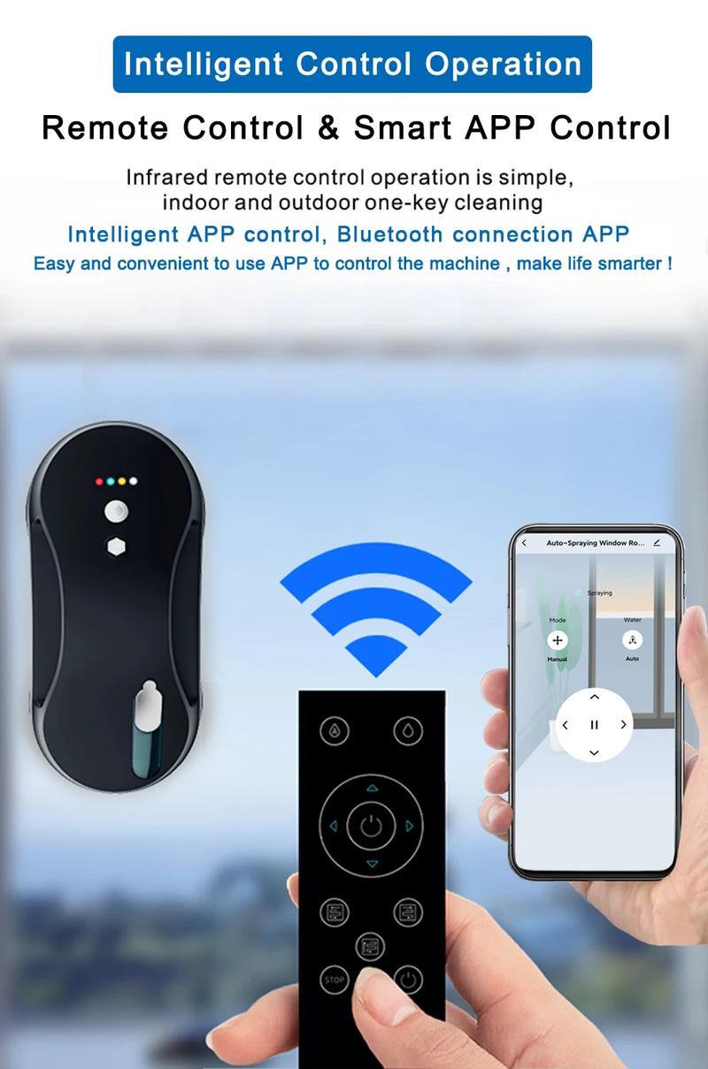 Product Introduction of Window Cleaner Robot Vacuum Cleaner W-R3S 5600pa High  suction power，With Manual & Automatic water spray ，With APP & remote control Window cleaning Robot Home Appliances mesin basuh coway Mesin 9