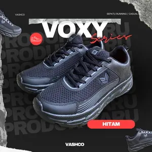 Sepatu Running Casual Unisex Full Black VASHCO VOXY, Nyaman & Stylish Setiap Hari Olahraga Sport Shoes Pria Karet sepatulari