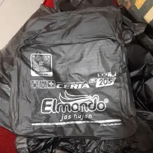 ISTANA Jas Hujan Dewasa Poncho Lengan Celana Ceria Bahan PVC Sistem Press Garis Scotlet Lampu Kendaraan Model Stelan Ponco Celana Ukuran XL XXL Elmondo 205