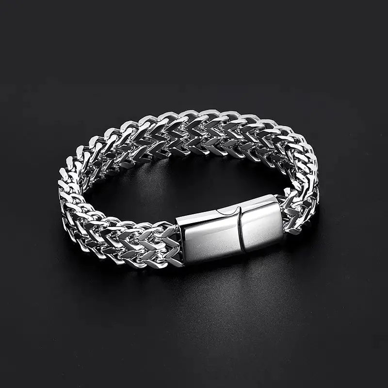 Gelang Titanium Rantai Anyam Anti Karat Anti Luntur - Model Unik (10mm x 5mm x 20cm) Aksesoris Bracelets 0