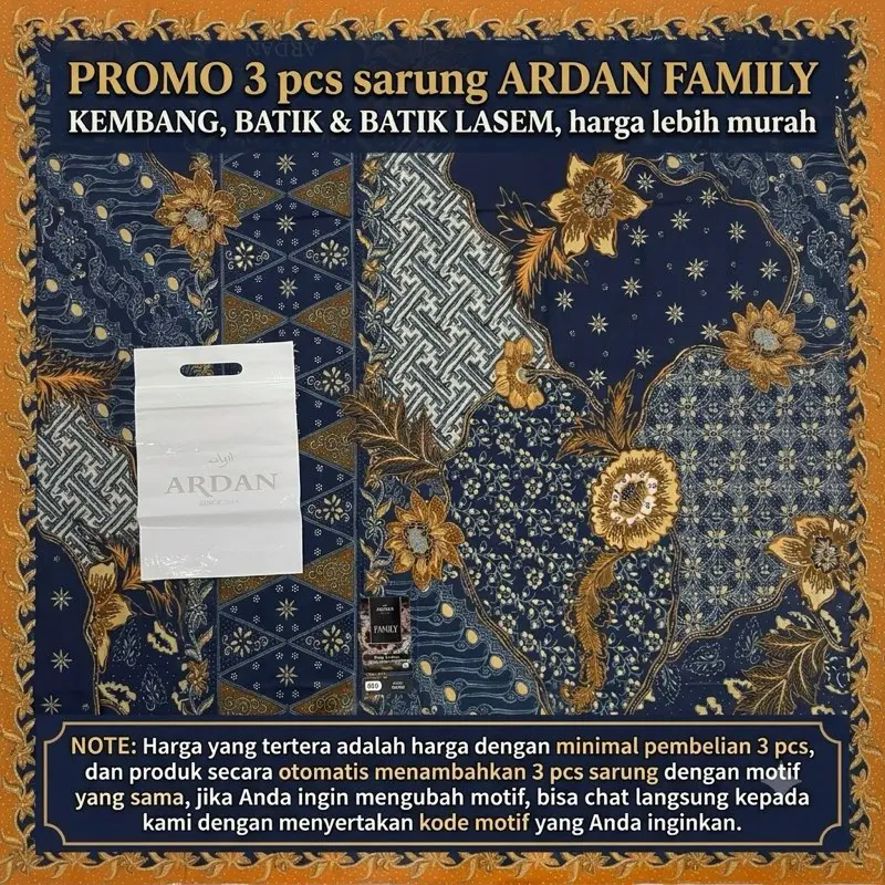 PROMO 3 PCS ARDAN FAMILY KEMBANG, BATIK & BATIK LASEM GRADE SILVER