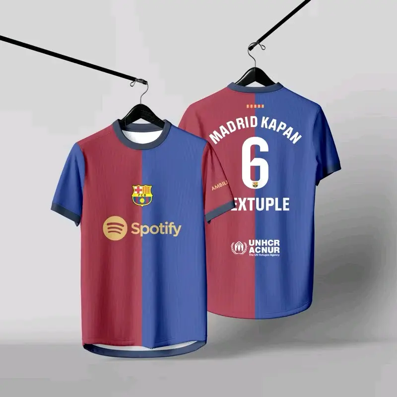 JERSEY FC BARCELONA MADRID KAPAN 6 EXTUPLE Full printing gratis nama dan nopung
