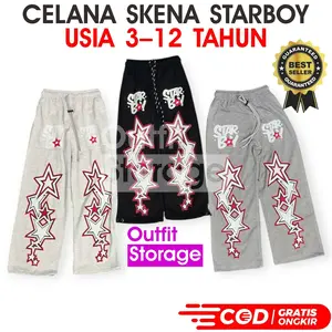 Celana Skena Baggy STARBOY Bintang Viral Celana Panjang Anak Laki-laki dan Perempuan Unisek Usia 3-12 tahun Fleece Fashion Nyaman 240 Gsm