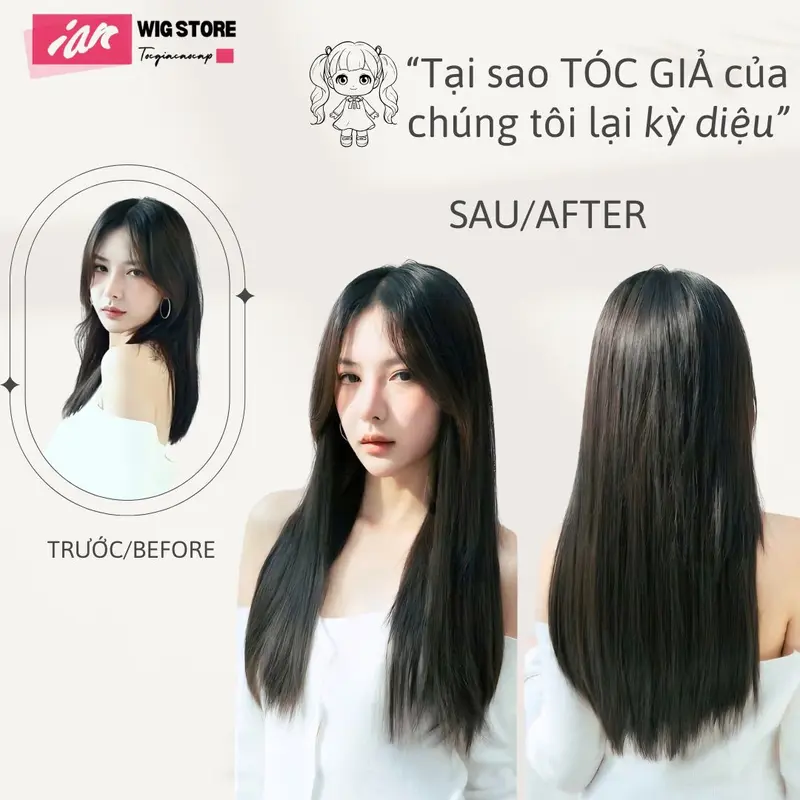 Sét tóc 3 mảnh kẹp thẳng cao cấp, dệt từ tơ hàn quốc hiện đại Women 2