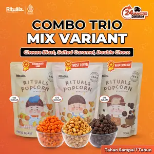 [Combo Trio Mix] 3 Bungkus Rituals Popcorn Mix Variant Ukuran Large - Snack Jagung Camilan Crispy by Rituals Food Camilan Manis Cheese