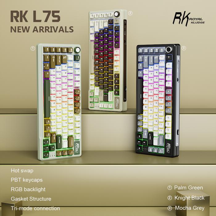 Promo Royal Kludge RK L75 Wireless 3-Mode Knob 75% Gasket Mechanical ...