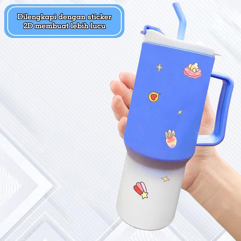 Botol Minum Gradasi Viral Beranak Bottles Water 3 in 1 Unik Terbaru Free Sticker Kitchenware - 1055