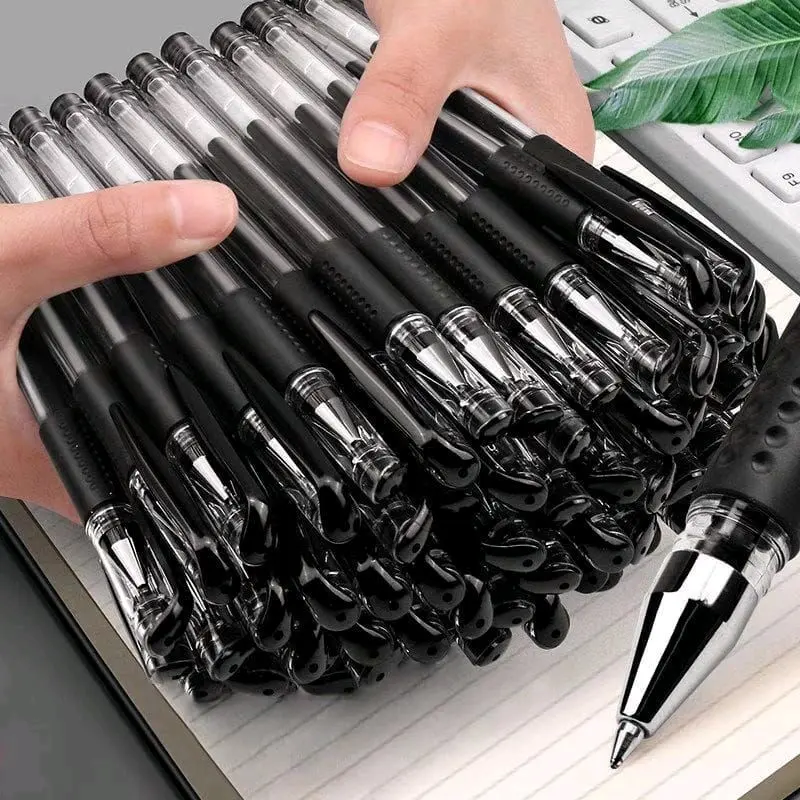{12 pcs} Pena Gel HITAM Standard 0.55mm Pulpen tinta cair Alat Tulis Sekolah Kantor Pen Warna Warni Pena Ujung Lancip ATK