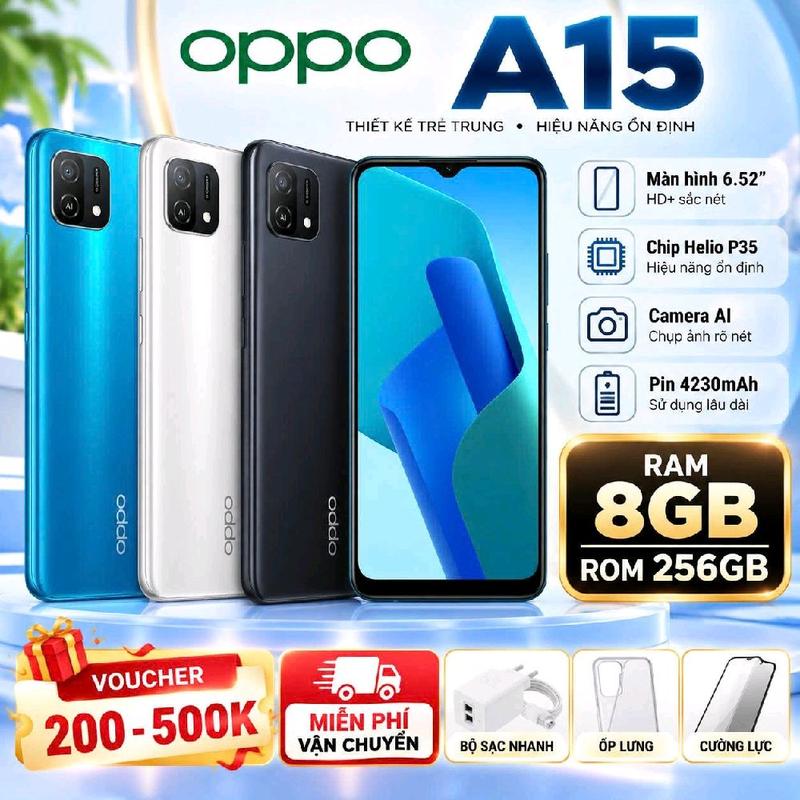 100: 2ND HAND : Điện Thoại OPPO A15 Ram 8/256Gb ,Pin 4320MAH ,2Xim 2Sóng ,Sở Hữu Loa To Rõ ,Chụp Hình Sắc Nét ,Lướt Wed Chơi Được Mọi Game ,Bảo Hành 12 Tháng ,Tặng Sạc Cáp Ôp lưng Ạ