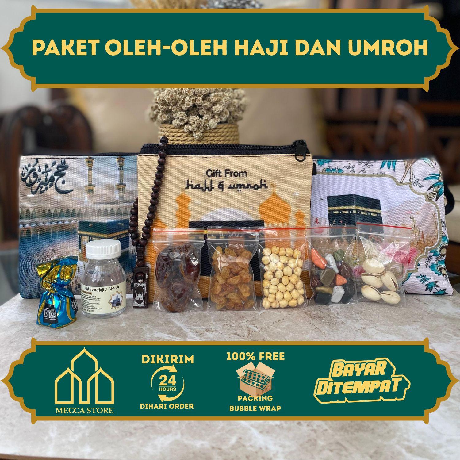 Paket Oleh-oleh Haji dan Umroh Dompet Pouch Lengkap isi Air Zamzam dan Tasbih