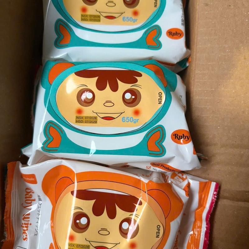(KHÔNG NẮP) Combo 10 gói khăn ướt baby ruby an toan tiện lợi vải dày [Trọng Lượng Thực Tế 300-400gr]