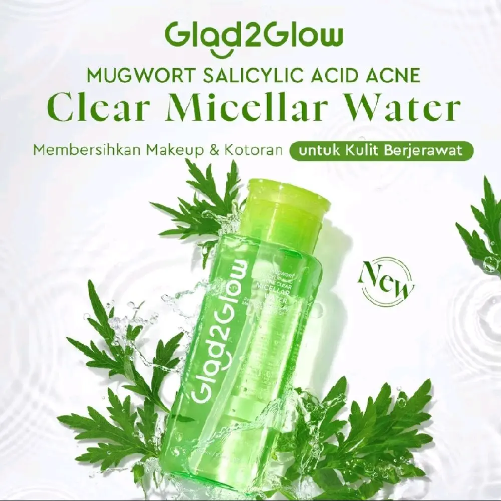 Glad2glow Micellar Water Mugwort Salicylic Acid Acne Clear 130 ml