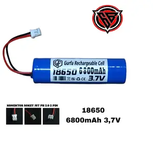 Baterai Speaker Dan Elektronik Lainnya 1X 18650 6800mAh 3,7V SOKET JST PH 2.0 2 PIN