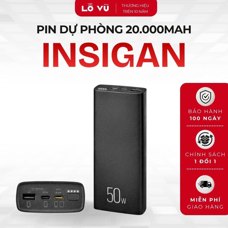 LoVu Pin sạc dự phòng 20.000 mAh INSIGAN, Sạc nhanh 50W max, Đa cổng - Phụ kiện điện thoại, Lỗ Vũ 1, vuabanlo, levu01
